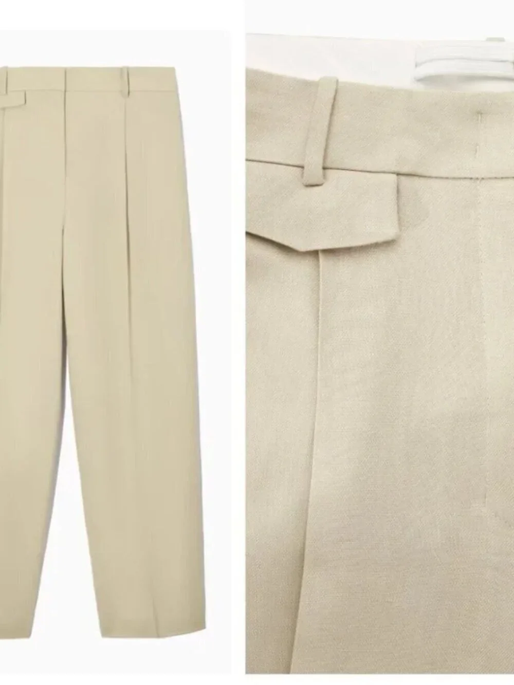 NEW COS | Relaxed Linen-Blend Wide-Leg Trousers in Beige